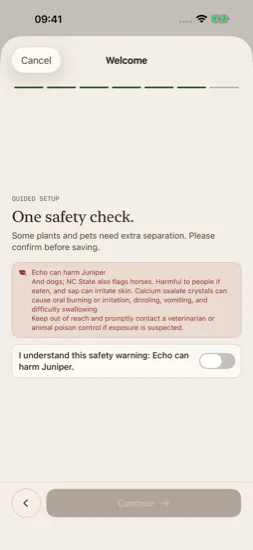 Required household safety step warning that Echo the Monstera can harm Juniper the cat