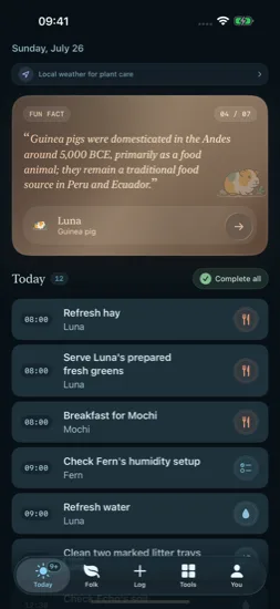 Current Today screen in the Tide palette, dark mode